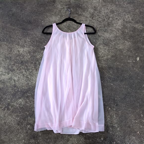 Vintage 60s Miss Elaine Pink Chiffon Peignoir Set Robe & Gown - Picture 3 of 8